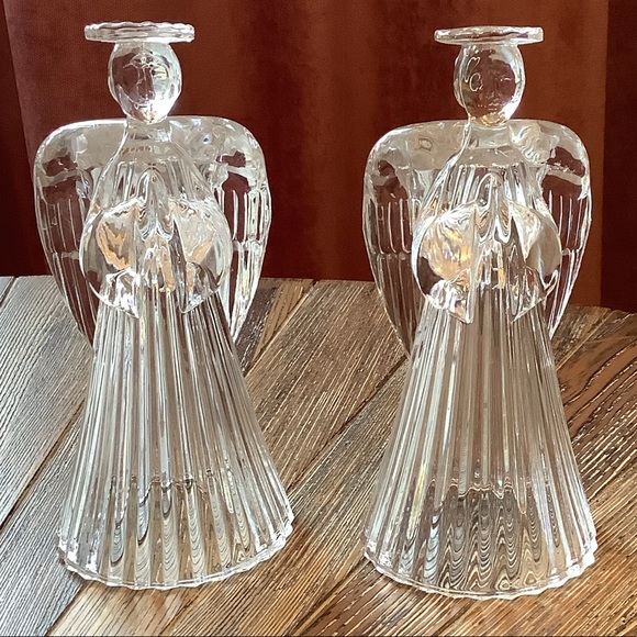 Vintage Accents Set Of 2 Vintage Glass Angel Candle Holders Poshmark
